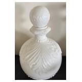 Set of 5 Vintage Victorian Milk Glass Decanters / Dresser Bottles