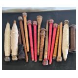 Collection of 16 Vintage Wooden Textile Spools