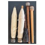 Collection of 16 Vintage Wooden Textile Spools