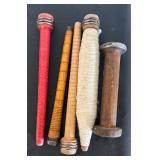 Collection of 16 Vintage Wooden Textile Spools