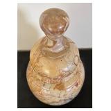 Polished Stone Lidded Jar with Marble Pattern