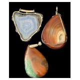 Set of 3 Agate Stone Pendants in Custom Wire Settings