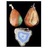 Set of 3 Agate Stone Pendants in Custom Wire Settings