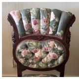 Victorian-Style Upholstered Chair with Floral Pattern