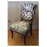 Victorian-Style Upholstered Chair with Floral Pattern