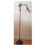 Vintage Ornate Floor Lamp with Decorative Base and Glass Shade