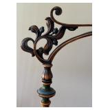 Vintage Ornate Floor Lamp with Decorative Base and Glass Shade