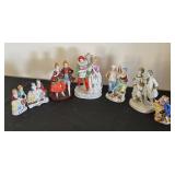 Set of 7 Vintage Porcelain Couple Figurines