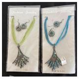 Lot of 10 Fashion Jewelry Necklace and Earring Sets Assorted Colors