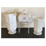 Vintage Milk Glass Pitchers and Lidded Candy Dish Set