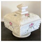 Vintage Milk Glass Pitchers and Lidded Candy Dish Set