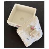Vintage Milk Glass Pitchers and Lidded Candy Dish Set