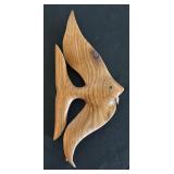 Seaside Decor Collection with Framed Shell Art, Otagiri Vase, Wood Fish Sculptures, and Nautilus Shell