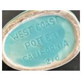 Vintage West Coast Pottery Cornucopia Turquoise Vase