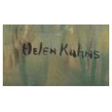 Original Framed Painting by Helen Kuhns - Windmill Landscape