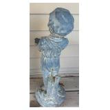 Resin Garden Boy Statue with Flower Bowl