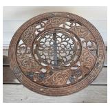 Vintage Cast Iron Outdoor Side Table with Decorative Top