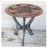 Vintage Cast Iron Outdoor Side Table with Decorative Top