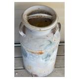 Vintage Metal Milk Jug with Grape Design