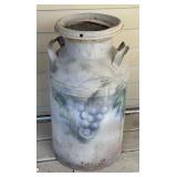 Vintage Metal Milk Jug with Grape Design