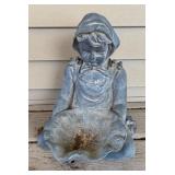 Resin Garden Sculpture of Girl with Bowl