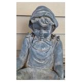 Resin Garden Sculpture of Girl with Bowl