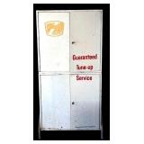 Vintage Guaranteed Tune-up Service Metal Cabinet by Bonded Parts Company