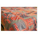 Vintage Full Size Patchwork Quilt with Gingham and Floral Prints
