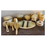 Vintage Vanity Accessories Set with Mirror, Brushes, Boxes, and More