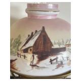 Vintage B & H Oil Lamp with Hand Painted Glass Shade