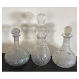Set of 3 Vintage Glass Decanters