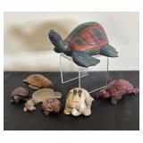 Collection of 8 Turtle Figurines Assorted Materials and Styles
