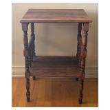 Vintage Wooden Accent Table with Turned Legs