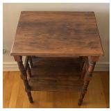 Vintage Wooden Accent Table with Turned Legs