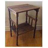 Vintage Wooden Accent Table with Turned Legs