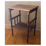 Vintage Wooden Accent Table with Turned Legs