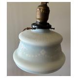Vintage Cast Metal Floor Lamp with Ornate Accent and Glass Shade