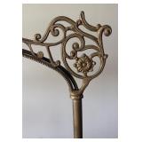 Vintage Cast Metal Floor Lamp with Ornate Accent and Glass Shade