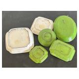 Set of 6 Petite Vintage Enamel Dishes with Floral Designs