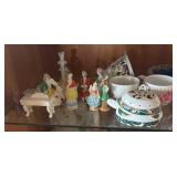 Collection of Vintage Porcelain and Glass Figurines, Vases, and Decorative Dishes