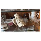 Collection of Vintage Porcelain and Glass Figurines, Vases, and Decorative Dishes