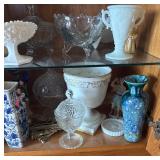 Collection of Vintage Porcelain and Glass Figurines, Vases, and Decorative Dishes