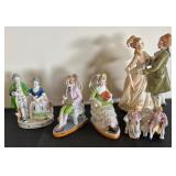 Collection of 5 Vintage Porcelain Figurines with Victorian Couples