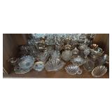 Collection of Gold Accented Vintage Pressed Glass Serving Pieces