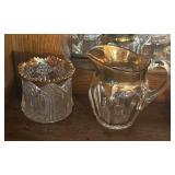 Collection of Gold Accented Vintage Pressed Glass Serving Pieces