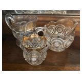 Collection of Gold Accented Vintage Pressed Glass Serving Pieces