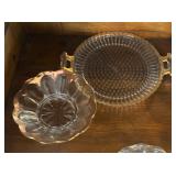 Collection of Gold Accented Vintage Pressed Glass Serving Pieces