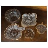 Collection of Gold Accented Vintage Pressed Glass Serving Pieces