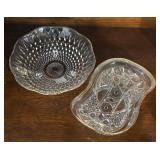 Collection of Gold Accented Vintage Pressed Glass Serving Pieces