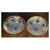 Collection of Gold Accented Vintage Pressed Glass Serving Pieces
